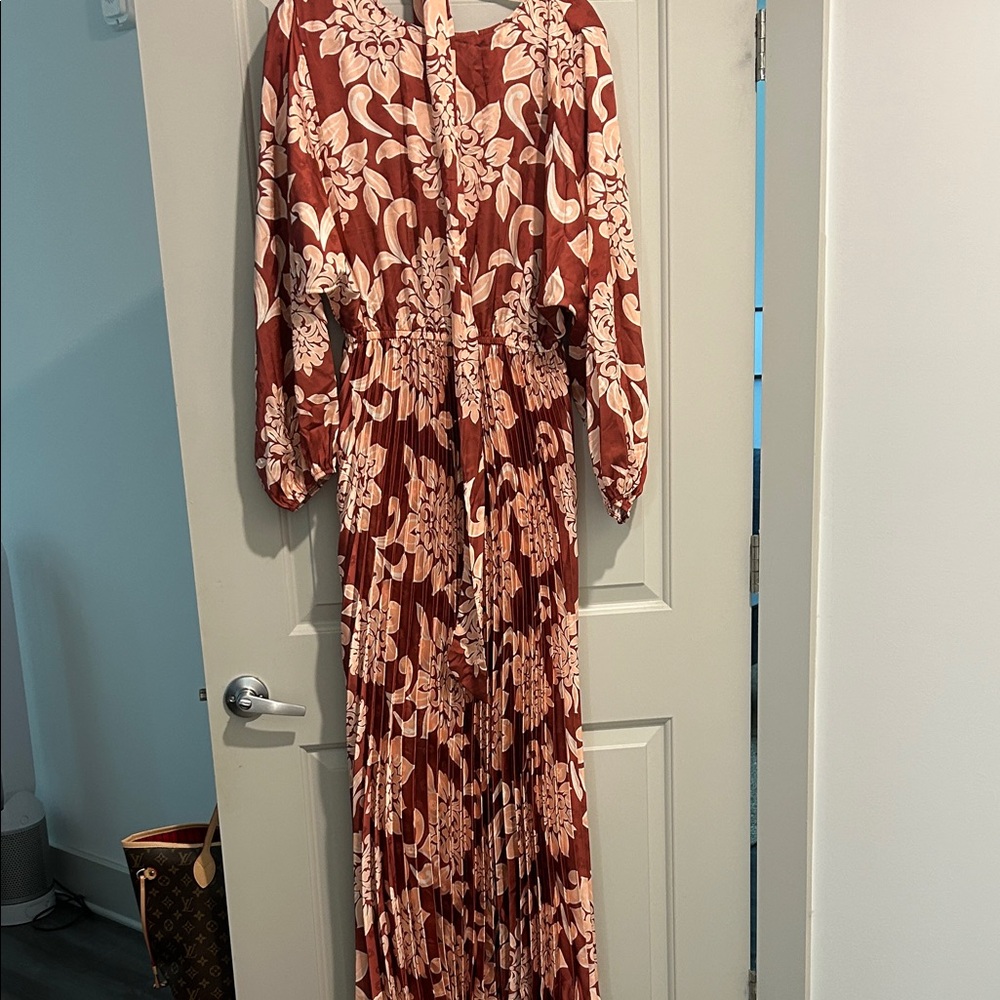 Flying Tomato Rust and Cream Floral Maxi Dress